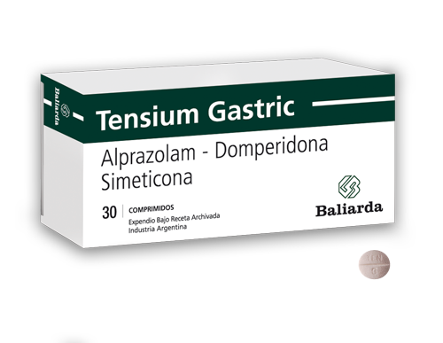 Tensium Gastric_0_10.png Tensium Gastric Alprazolam Domperidona Simeticona Alprazolam Ansiolítico benzodiazepina Dispepsia Domperidona estrés psicodigestivo Simeticona Tensium Gastric